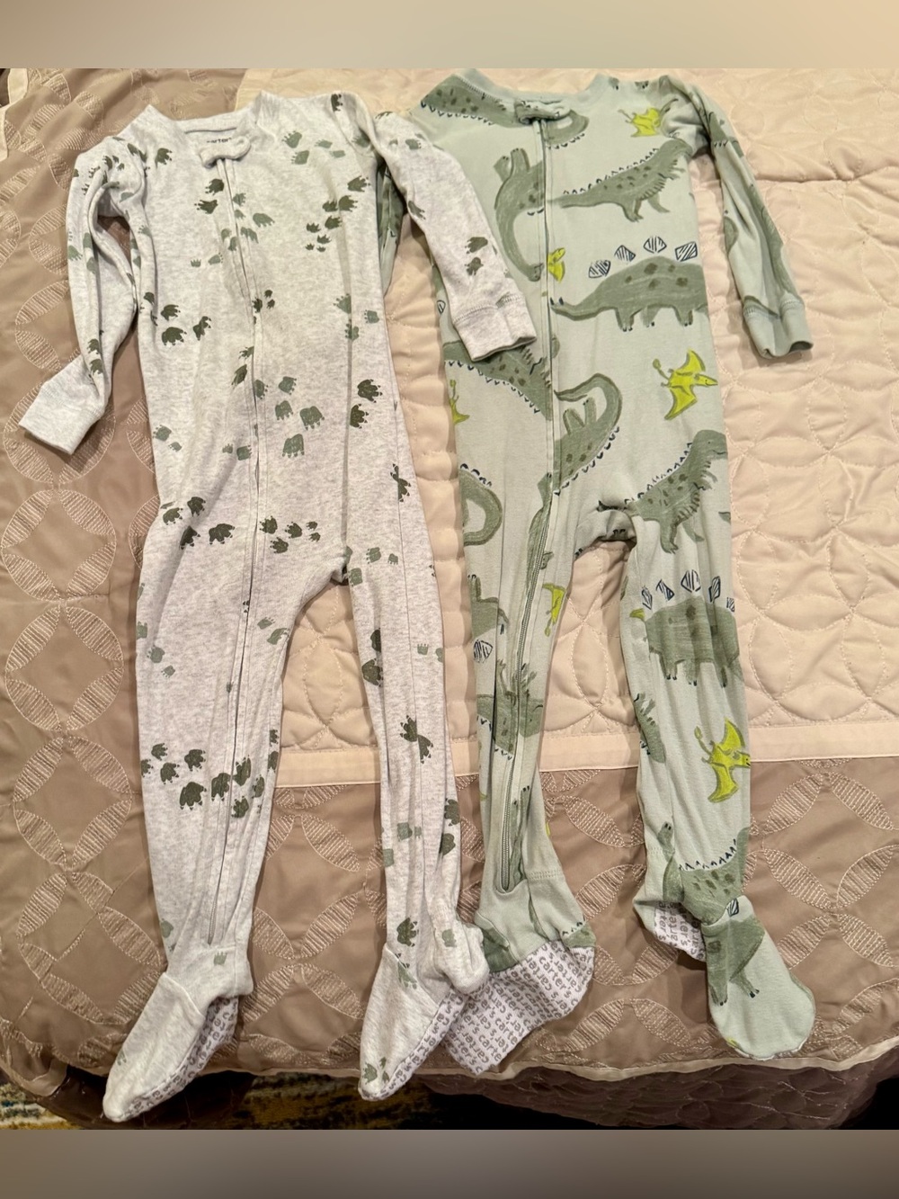 Carter's Dinosaur Footie Pajamas Bundle Size 3T Zip Sleepers 2 Pack